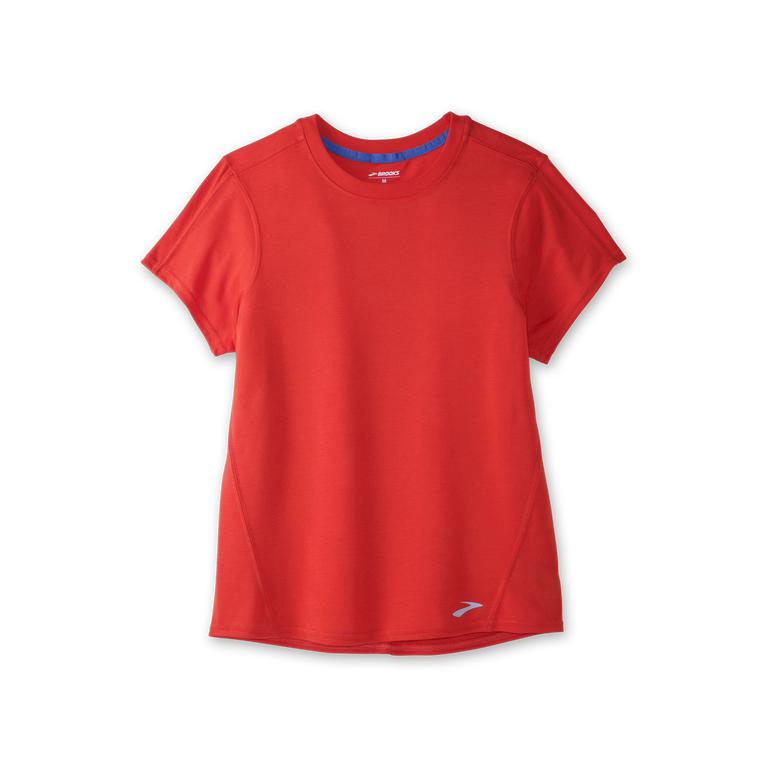 Brooks Distance Short Sleeve Running Shirt - Women's - Jamberry/Red (35801-YVTI)